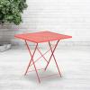Flash Furniture Oia Commercial Grade 28″ Square Black Indoor-Outdoor Steel Folding Patio Table(Coral)