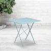 Flash Furniture Oia Commercial Grade 28″ Square Black Indoor-Outdoor Steel Folding Patio Table(Sky Blue)