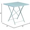 Flash Furniture Oia Commercial Grade 28″ Square Black Indoor-Outdoor Steel Folding Patio Table(Sky Blue)