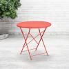 Flash Furniture Oia Commercial Grade 30″ Round Black Indoor-Outdoor Steel Folding Patio Table(Coral)
