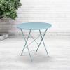 Flash Furniture Oia Commercial Grade 30″ Round Black Indoor-Outdoor Steel Folding Patio Table(Sky Blue)