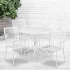Flash Furniture Oia Commercial Grade 35.25″ Round Black Indoor-Outdoor Steel Patio Table Set with 4 Square Back Chairs(White)