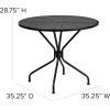 Flash Furniture Oia Commercial Grade 35.25″ Round Black Indoor-Outdoor Steel Patio Table with Umbrella Hole(Black)