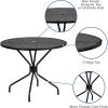 Flash Furniture Oia Commercial Grade 35.25″ Round Black Indoor-Outdoor Steel Patio Table with Umbrella Hole(Black)