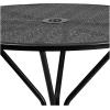 Flash Furniture Oia Commercial Grade 35.25″ Round Black Indoor-Outdoor Steel Patio Table with Umbrella Hole(Black)