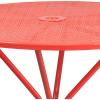 Flash Furniture Oia Commercial Grade 35.25″ Round Black Indoor-Outdoor Steel Patio Table with Umbrella Hole(Coral)