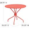 Flash Furniture Oia Commercial Grade 35.25″ Round Black Indoor-Outdoor Steel Patio Table with Umbrella Hole(Coral)