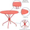 Flash Furniture Oia Commercial Grade 35.25″ Round Black Indoor-Outdoor Steel Patio Table with Umbrella Hole(Coral)