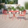 Flash Furniture Oia Commercial Grade 35.25″ Round Black Indoor-Outdoor Steel Patio Table with Umbrella Hole(Coral)