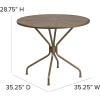 Flash Furniture Oia Commercial Grade 35.25″ Round Black Indoor-Outdoor Steel Patio Table with Umbrella Hole(Gold)
