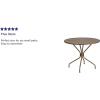 Flash Furniture Oia Commercial Grade 35.25″ Round Black Indoor-Outdoor Steel Patio Table with Umbrella Hole(Gold)
