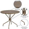 Flash Furniture Oia Commercial Grade 35.25″ Round Black Indoor-Outdoor Steel Patio Table with Umbrella Hole(Gold)