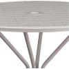 Flash Furniture Oia Commercial Grade 35.25″ Round Black Indoor-Outdoor Steel Patio Table with Umbrella Hole(Light Gray)