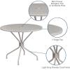 Flash Furniture Oia Commercial Grade 35.25″ Round Black Indoor-Outdoor Steel Patio Table with Umbrella Hole(Light Gray)