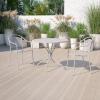 Flash Furniture Oia Commercial Grade 35.25″ Round Black Indoor-Outdoor Steel Patio Table with Umbrella Hole(Light Gray)