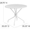 Flash Furniture Oia Commercial Grade 35.25″ Round Black Indoor-Outdoor Steel Patio Table with Umbrella Hole(White)