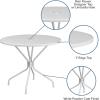 Flash Furniture Oia Commercial Grade 35.25″ Round Black Indoor-Outdoor Steel Patio Table with Umbrella Hole(White)