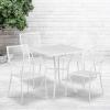 Flash Furniture Oia Commercial Grade 35.5″ Square Black Indoor-Outdoor Steel Patio Table Set with 4 Square Back Chairs(White)