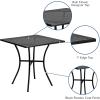 Flash Furniture Oia Commercial Grade 35.5″ Square Black Indoor-Outdoor Steel Patio Table with Umbrella Hole(Black)