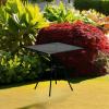 Flash Furniture Oia Commercial Grade 35.5″ Square Black Indoor-Outdoor Steel Patio Table with Umbrella Hole(Black)