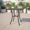 Flash Furniture Oia Commercial Grade 35.5″ Square Black Indoor-Outdoor Steel Patio Table with Umbrella Hole(Black)