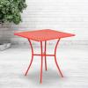 Flash Furniture Oia Commercial Grade 35.5″ Square Black Indoor-Outdoor Steel Patio Table with Umbrella Hole(Coral)