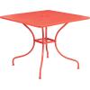 Flash Furniture Oia Commercial Grade 35.5″ Square Black Indoor-Outdoor Steel Patio Table with Umbrella Hole(Coral)