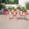 Flash Furniture Oia Commercial Grade 35.5″ Square Black Indoor-Outdoor Steel Patio Table with Umbrella Hole(Coral)