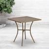 Flash Furniture Oia Commercial Grade 35.5″ Square Black Indoor-Outdoor Steel Patio Table with Umbrella Hole(Gold)