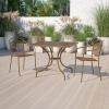 Flash Furniture Oia Commercial Grade 35.5″ Square Black Indoor-Outdoor Steel Patio Table with Umbrella Hole(Gold)