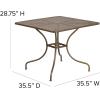Flash Furniture Oia Commercial Grade 35.5″ Square Black Indoor-Outdoor Steel Patio Table with Umbrella Hole(Gold)