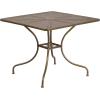 Flash Furniture Oia Commercial Grade 35.5″ Square Black Indoor-Outdoor Steel Patio Table with Umbrella Hole(Gold)