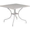 Flash Furniture Oia Commercial Grade 35.5″ Square Black Indoor-Outdoor Steel Patio Table with Umbrella Hole(Light Gray)