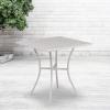 Flash Furniture Oia Commercial Grade 35.5″ Square Black Indoor-Outdoor Steel Patio Table with Umbrella Hole(Light Gray)