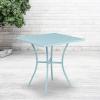 Flash Furniture Oia Commercial Grade 35.5″ Square Black Indoor-Outdoor Steel Patio Table with Umbrella Hole(Sky Blue)