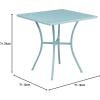 Flash Furniture Oia Commercial Grade 35.5″ Square Black Indoor-Outdoor Steel Patio Table with Umbrella Hole(Sky Blue)