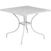 Flash Furniture Oia Commercial Grade 35.5″ Square Black Indoor-Outdoor Steel Patio Table with Umbrella Hole(White)