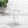 Flash Furniture Oia Commercial Grade 35.5″ Square Black Indoor-Outdoor Steel Patio Table with Umbrella Hole(White)
