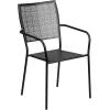 Flash Furniture Oia Commercial Grade 5 Pack Black Indoor-Outdoor Steel Patio Arm Chair with Square Back(Black)