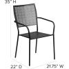 Flash Furniture Oia Commercial Grade 5 Pack Black Indoor-Outdoor Steel Patio Arm Chair with Square Back(Black)