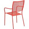 Flash Furniture Oia Commercial Grade 5 Pack Black Indoor-Outdoor Steel Patio Arm Chair with Square Back(Coral)