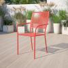 Flash Furniture Oia Commercial Grade 5 Pack Black Indoor-Outdoor Steel Patio Arm Chair with Square Back(Coral)