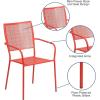 Flash Furniture Oia Commercial Grade 5 Pack Black Indoor-Outdoor Steel Patio Arm Chair with Square Back(Coral)