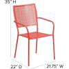 Flash Furniture Oia Commercial Grade 5 Pack Black Indoor-Outdoor Steel Patio Arm Chair with Square Back(Coral)