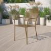 Flash Furniture Oia Commercial Grade 5 Pack Black Indoor-Outdoor Steel Patio Arm Chair with Square Back(Gold)