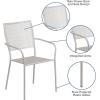Flash Furniture Oia Commercial Grade 5 Pack Black Indoor-Outdoor Steel Patio Arm Chair with Square Back(Light Gray)