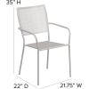 Flash Furniture Oia Commercial Grade 5 Pack Black Indoor-Outdoor Steel Patio Arm Chair with Square Back(Light Gray)
