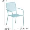 Flash Furniture Oia Commercial Grade 5 Pack Black Indoor-Outdoor Steel Patio Arm Chair with Square Back(Sky Blue)