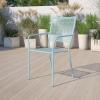 Flash Furniture Oia Commercial Grade 5 Pack Black Indoor-Outdoor Steel Patio Arm Chair with Square Back(Sky Blue)