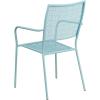 Flash Furniture Oia Commercial Grade 5 Pack Black Indoor-Outdoor Steel Patio Arm Chair with Square Back(Sky Blue)